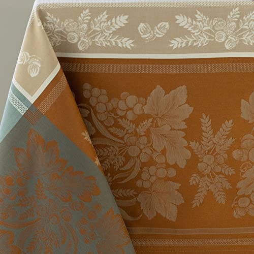 Harvest Gathering Heavyweight Engineered Jacquard Fabric Table Cloth Décor for Fall, Harvest and Thanksgiving Tablecloth (Gathering Taupe, 52" x 70" Rectangular)
