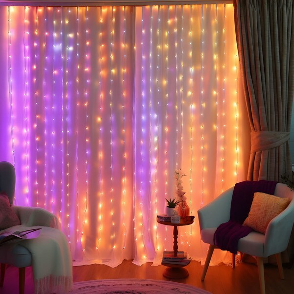 Dynamic DIY Halloween and Christmas Lights | 400 LED Color Changing Curtain String Light