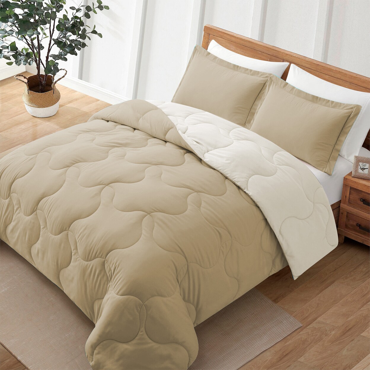 Lightweight Reversible Comforter Set 2 Or 3 Pieces With Pillow Shams Twin Queen King