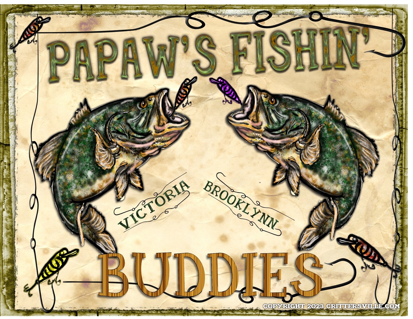 Papaw's FISHING BUDDIES PERSONALIZED T SHIRT 4 DAD, PAPA, GRANDPA