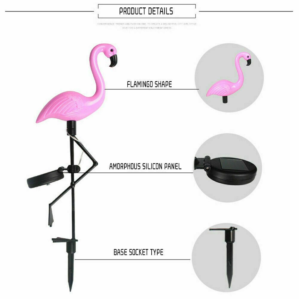 2pcs Solar Flamingo Light Waterproof Outdoor Solar Pathway Led Light for Garden Lawn