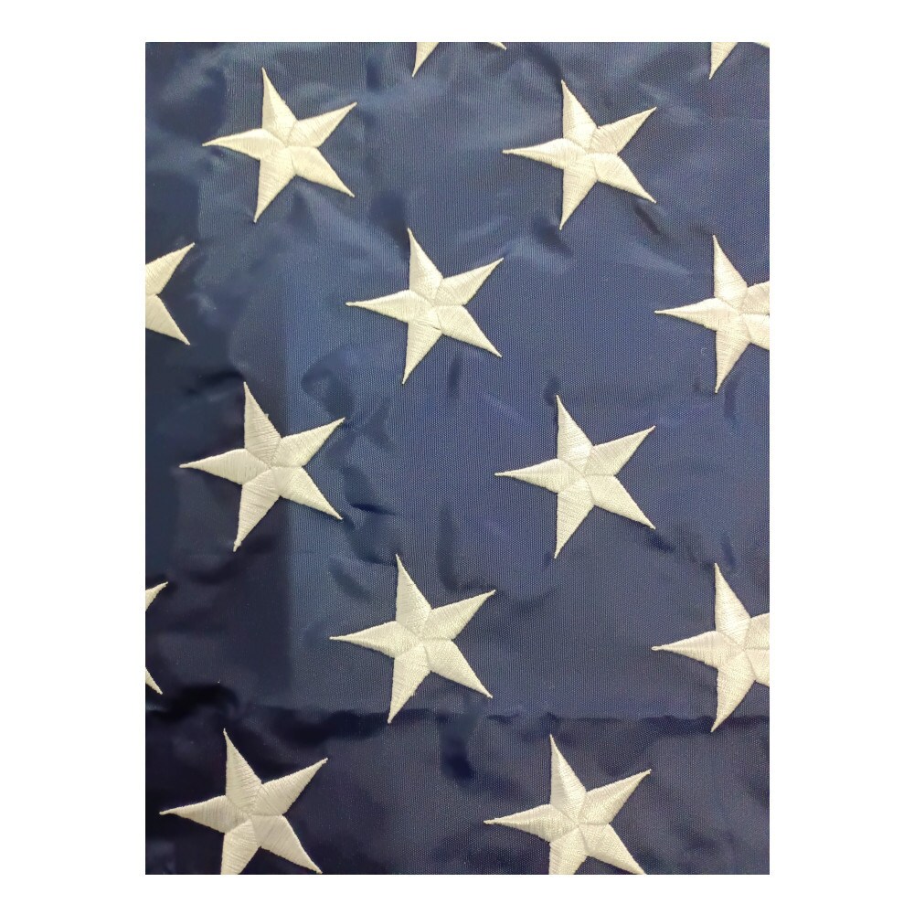 3x5 FT Polyester American Flag with Embroidered Stars, Sewn Stripes, Brass Grommets - Outdoor USA Flags