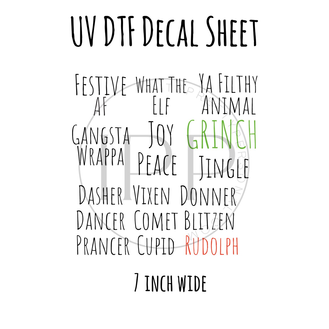 7&#x22;x7&#x22;- #9- Ornaments Sayings - UV DTF Decal SHEET