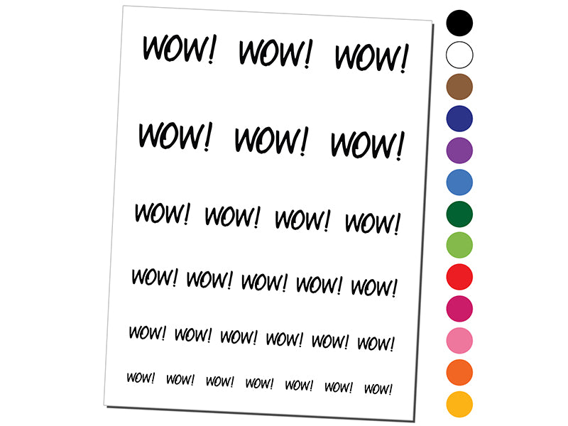 Wow Text Temporary Tattoo Water Resistant Fake Body Art Set Collection