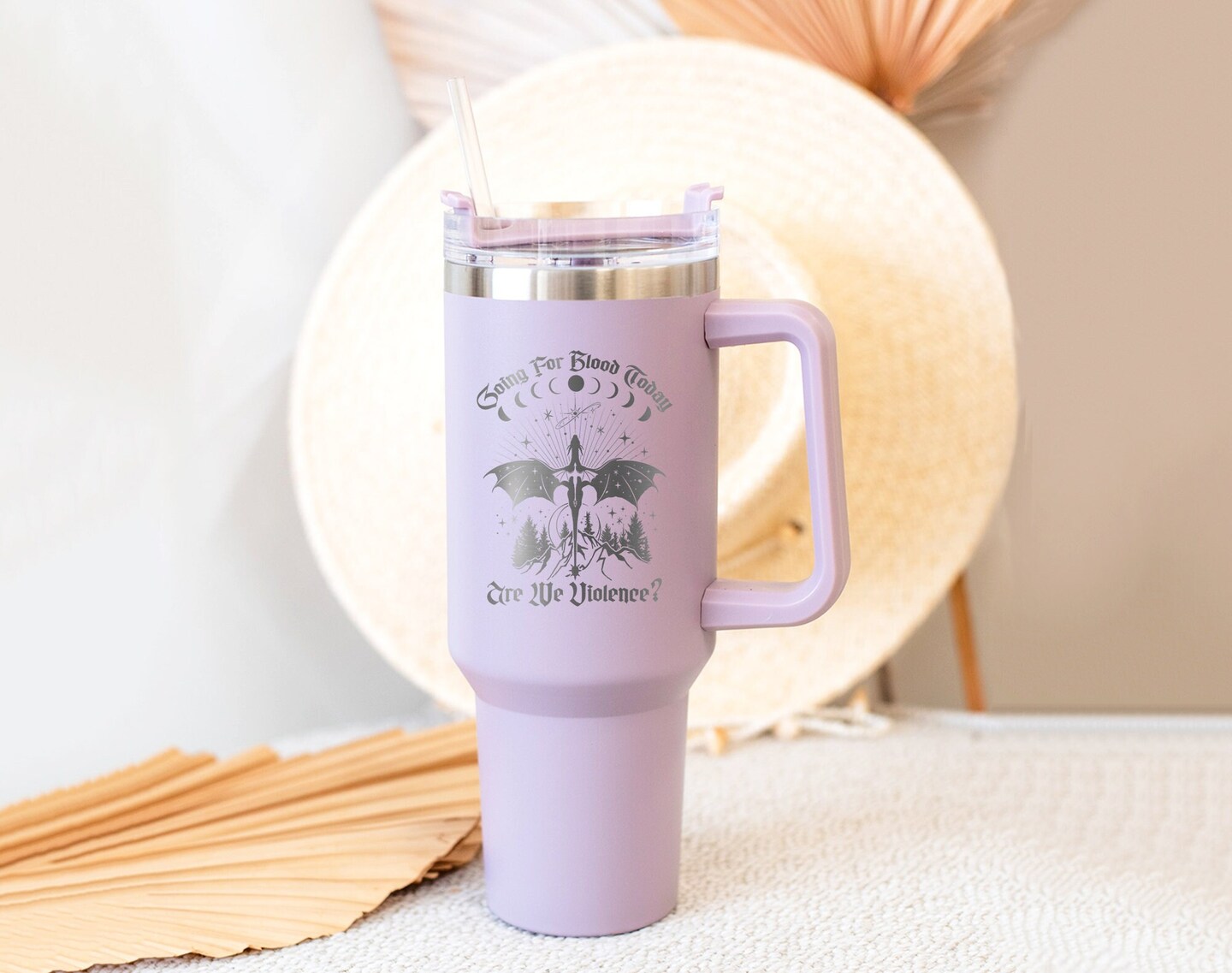 40 oz Tumbler with Handle - Lone Wolf and Great Horned Owl — Wichita Gift  Company