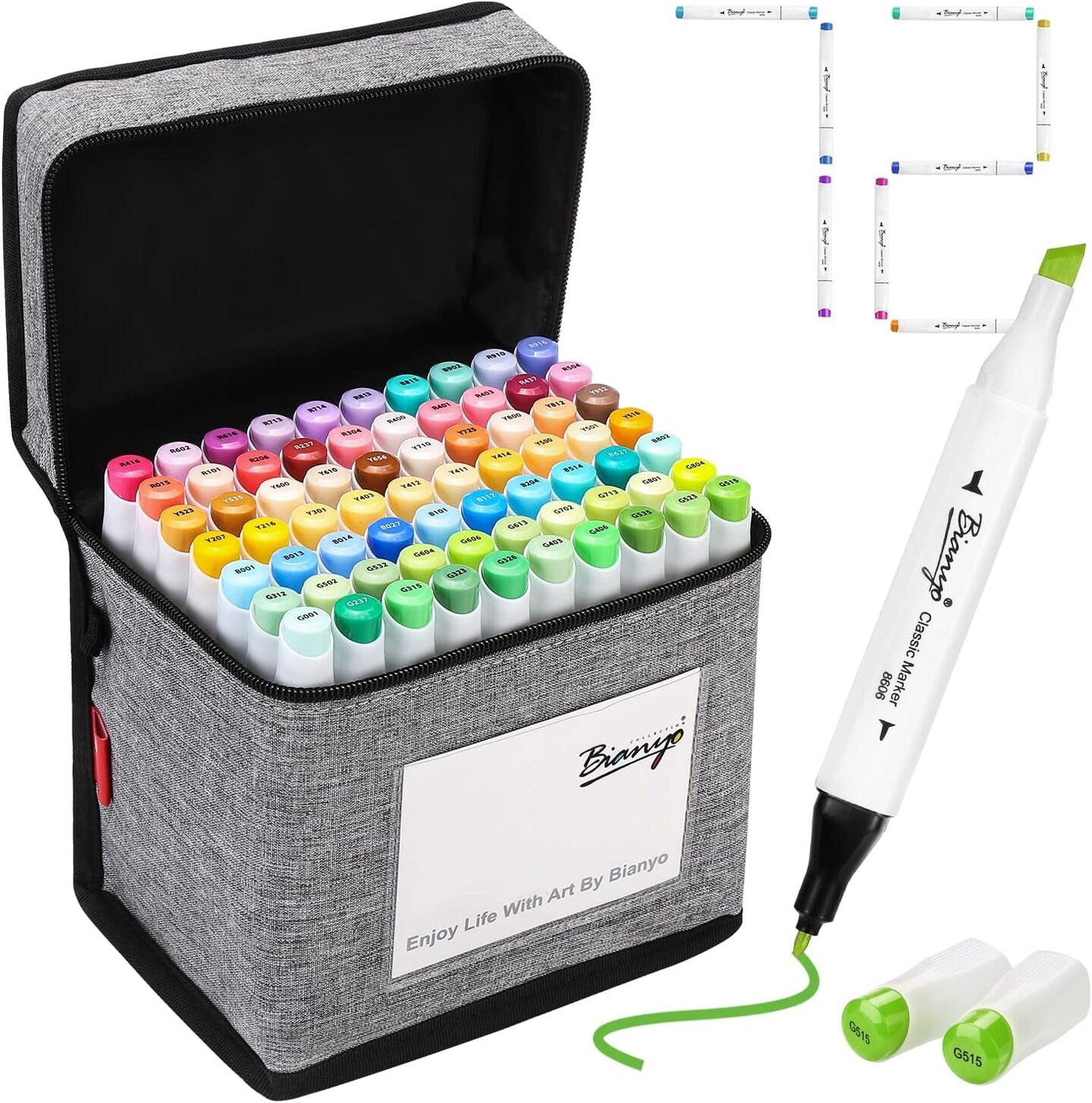 Best Choice Products Set of 228 Alcohol-Based Markers, Dual-Tipped Pens w/  Brush & Chisel Tip, Carrying Case - Black 