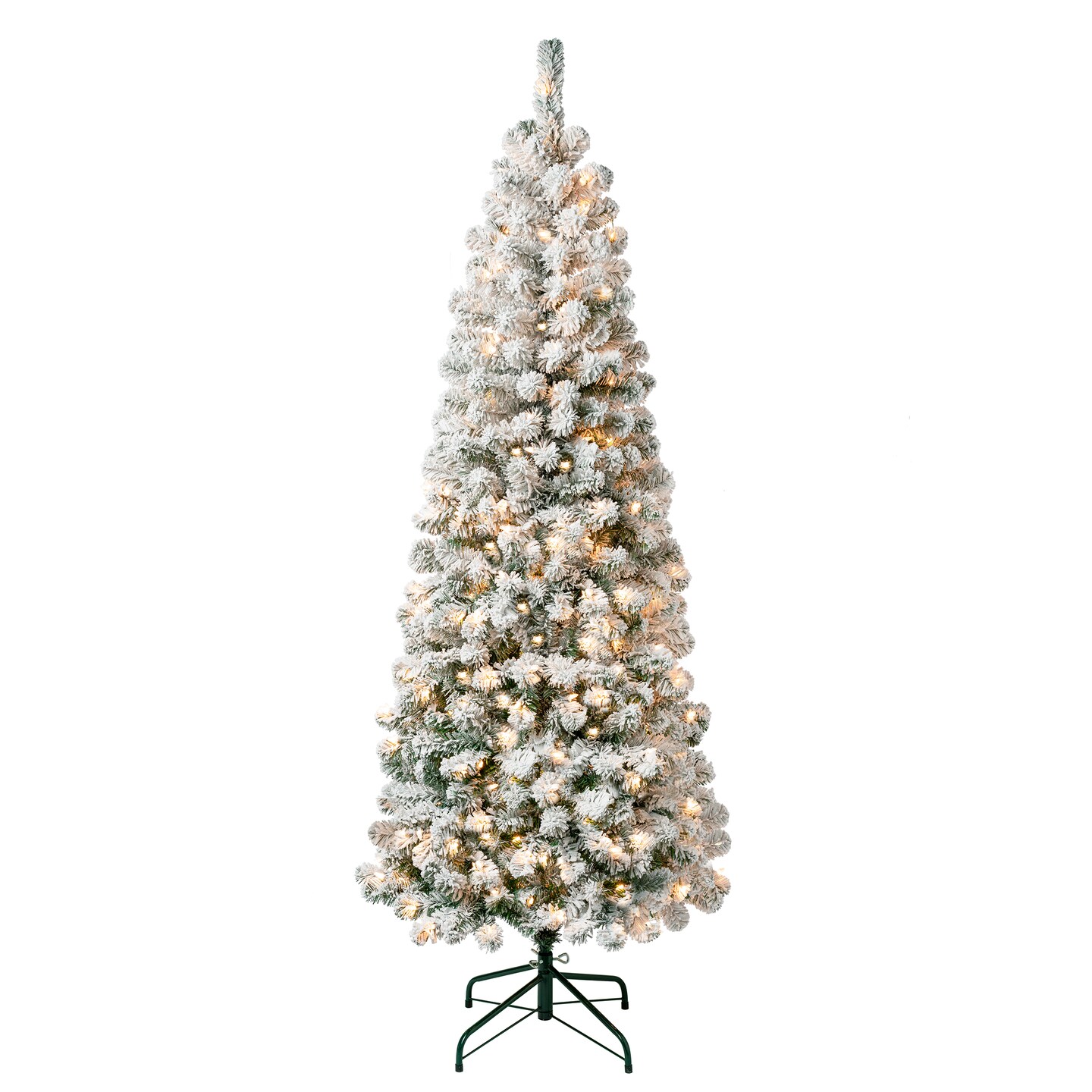 National Tree Company First Traditions PreLit Acacia Flocked Tree Medium Christmas Tree, Clear