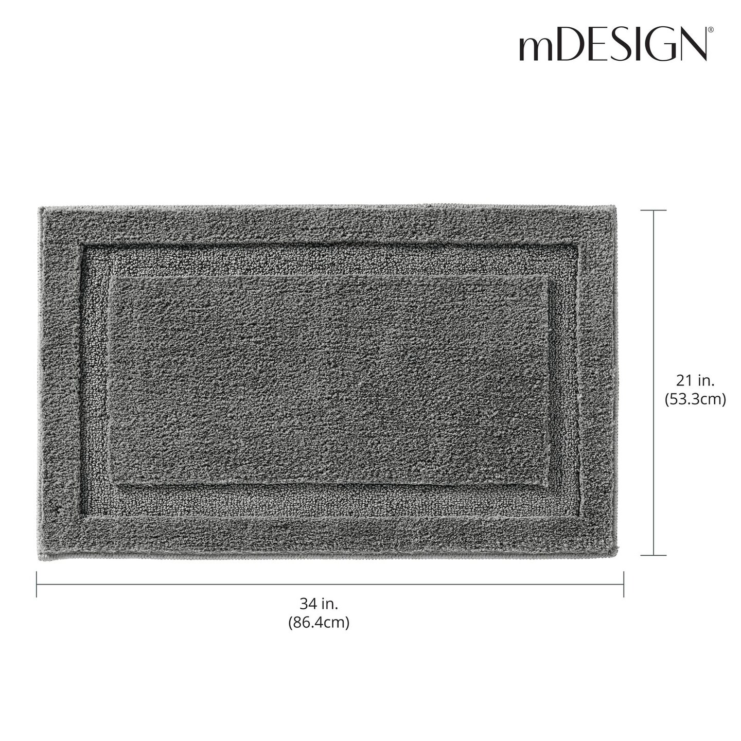 mDesign Non-Slip Microfiber Bathroom Rug, 21&#x22; x 34&#x22;