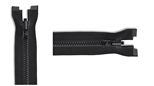 #3 Molded Black Vislon YKK Lightweight Jacket Reversible Separating Zipper - Choose Your Length - Made in The United States (1 Zipper Per Pack) (12" Inches)