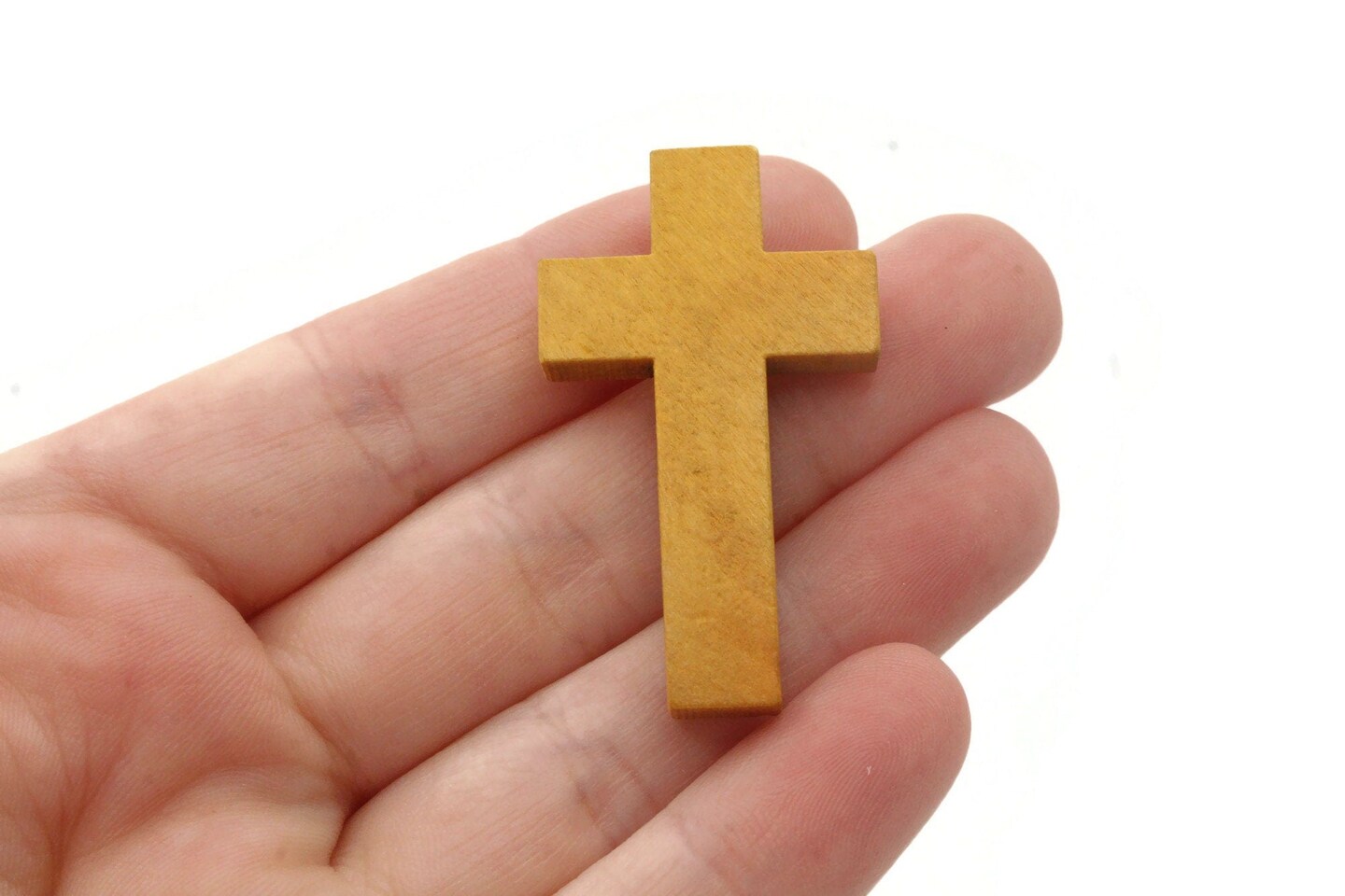 10 42mm Natural Brown Wood Cross Pendant Beads