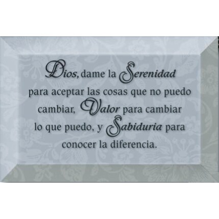 Dexsa Dios Dame La Serenidad - Serenity Prayer - Inspirational Saying in Spanish 4"x6" Glass Plaque with Easel
