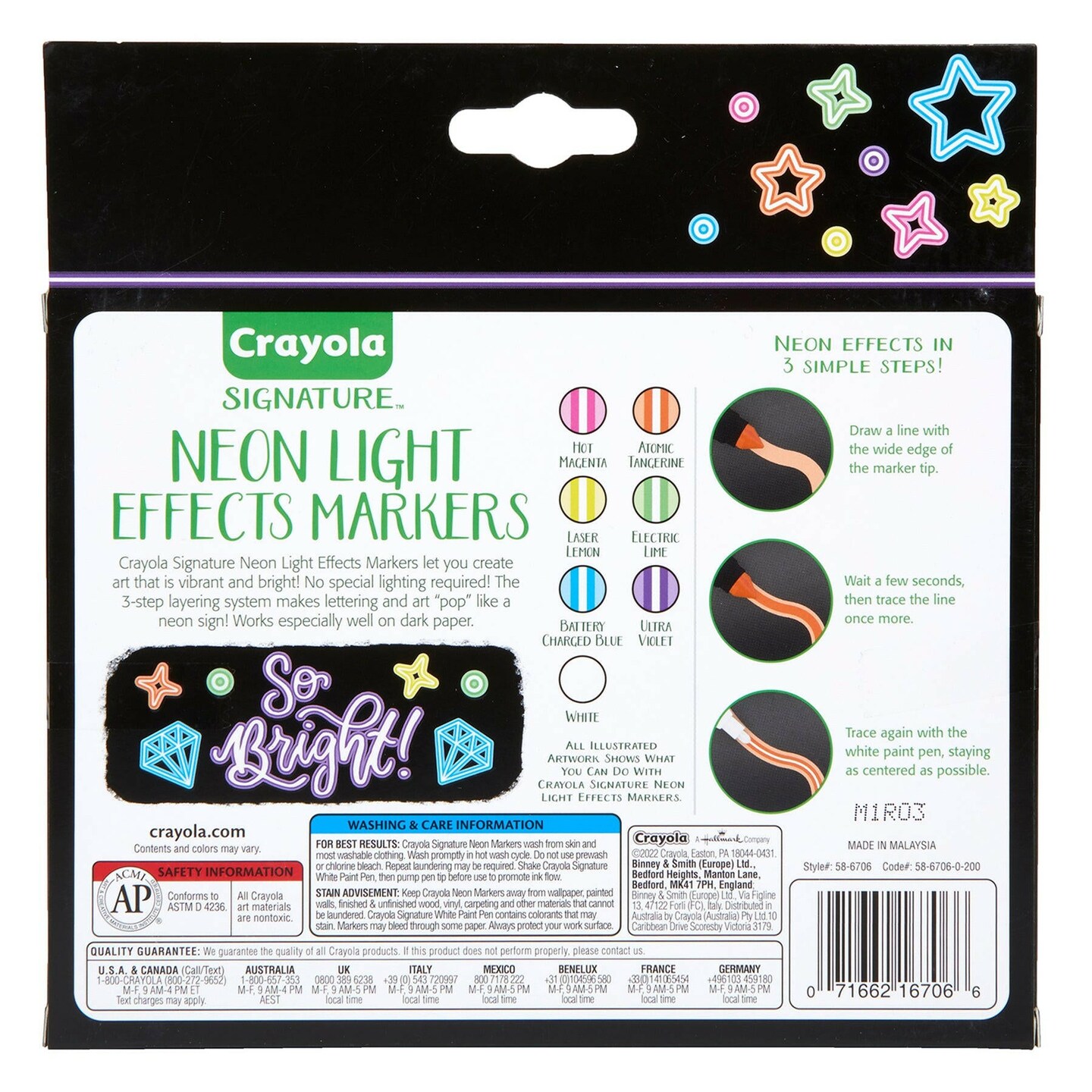 Signature Neon Light Effect Markers, 7 Count