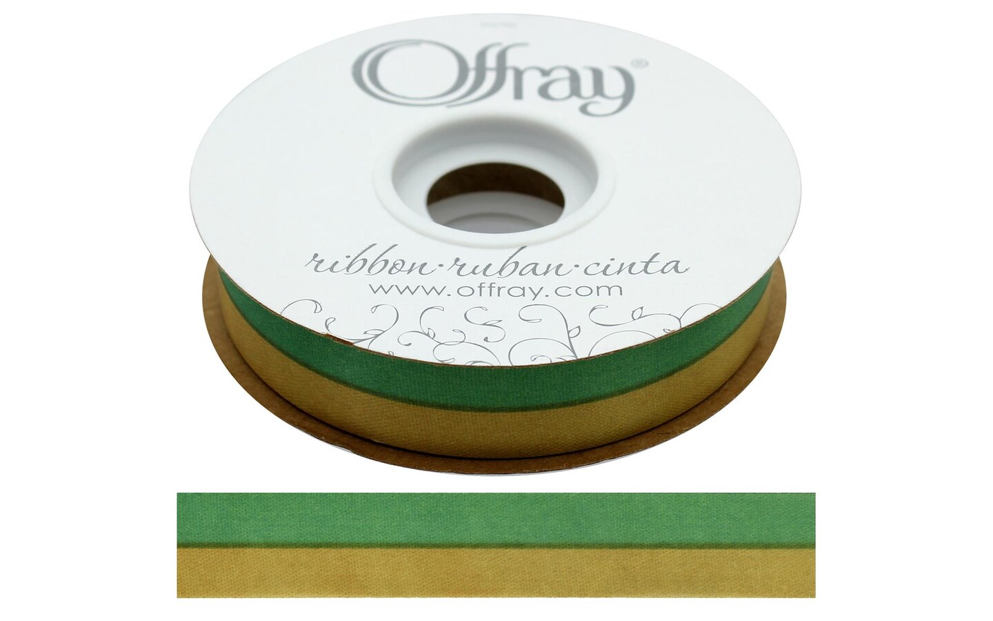 Offray Spirit Ribbon 7/8&#x22; Emerald/Gold
