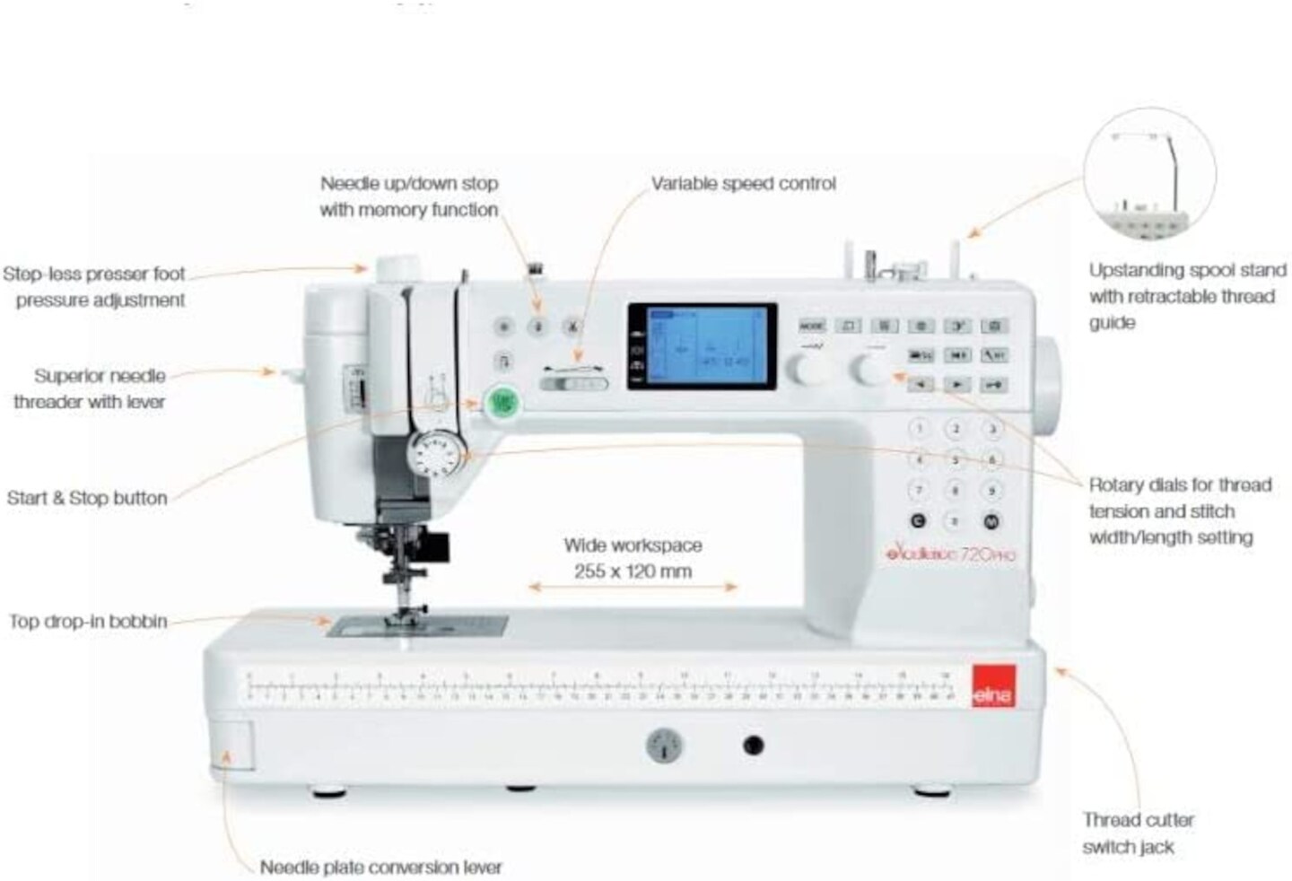 Elna eXcellence 720 PRO Sewing and Quilting Machine