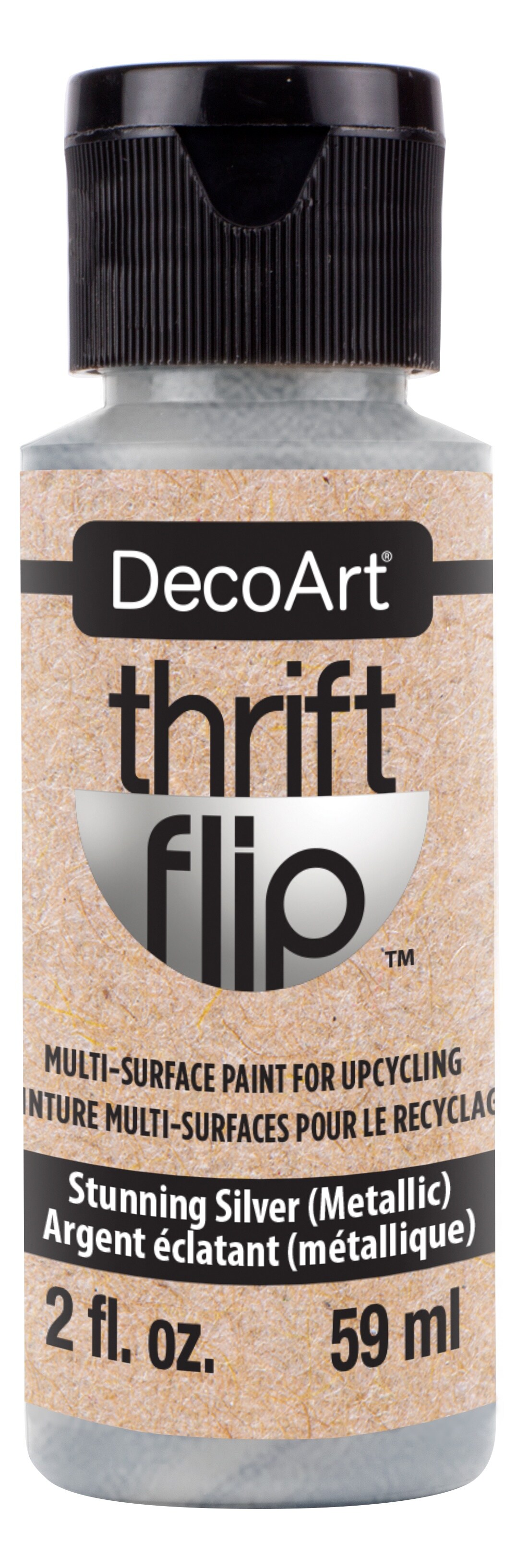 DecoArt Thrift Flip Multi-Purpose Satin Enamel 2oz-Stunning Silver