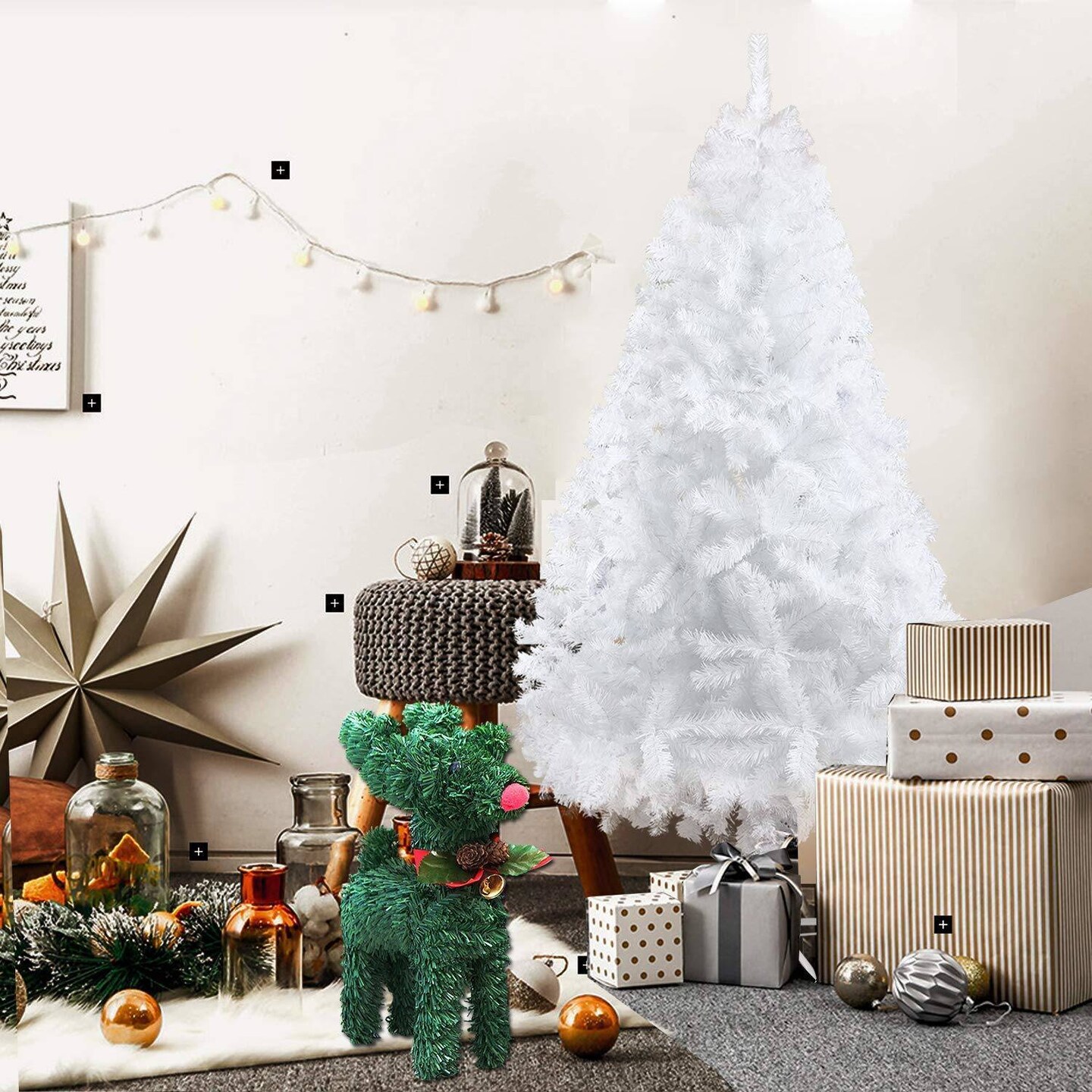 6 FT Premium Spruce Artificial Christmas Tree with Metal Stand - White