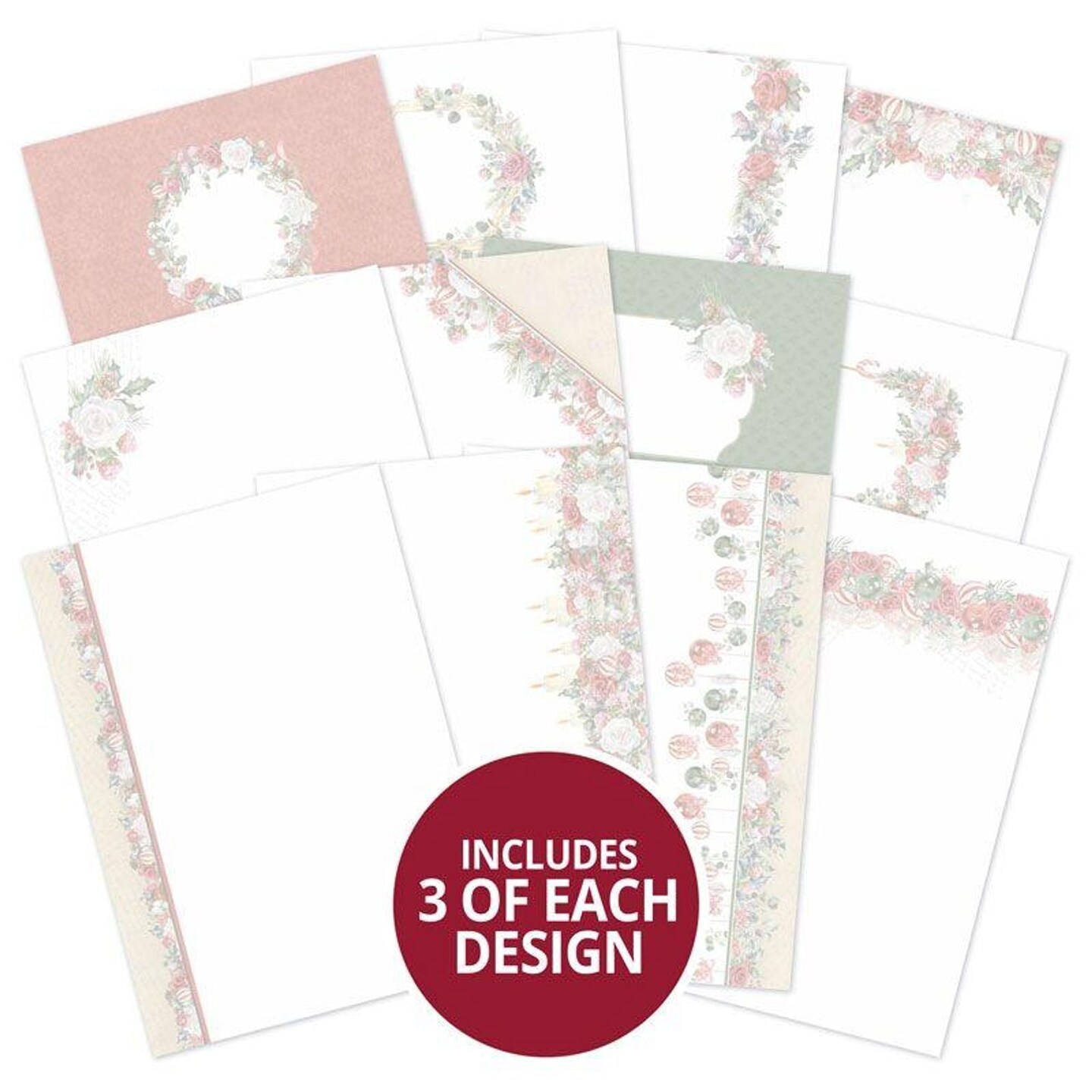 Hunkydory Crafts Forever Florals - Festive Rose Luxury Card Inserts
