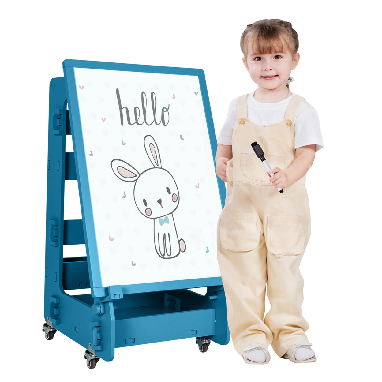 Kids Standing Art Easel Dry-Erase Board Double Sided Chalkboard