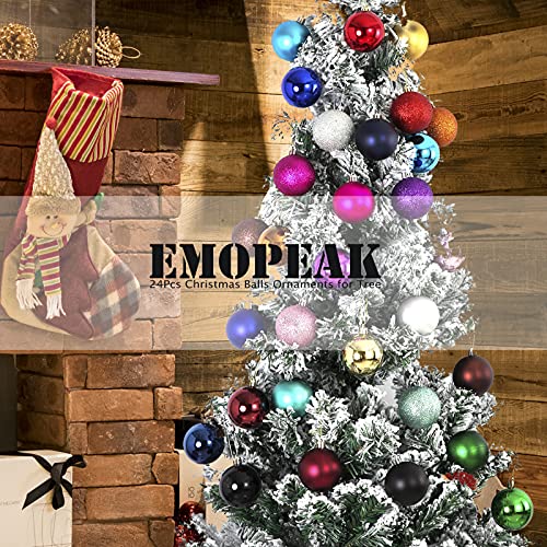 Emopeak 24Pcs Christmas Balls Ornaments for Xmas Christmas Tree - Mini Shatterproof Christmas Tree Decorations Hanging Ball for Holiday Wedding Party Decoration (Orange, 1.2&#x22;-3.1CM)
