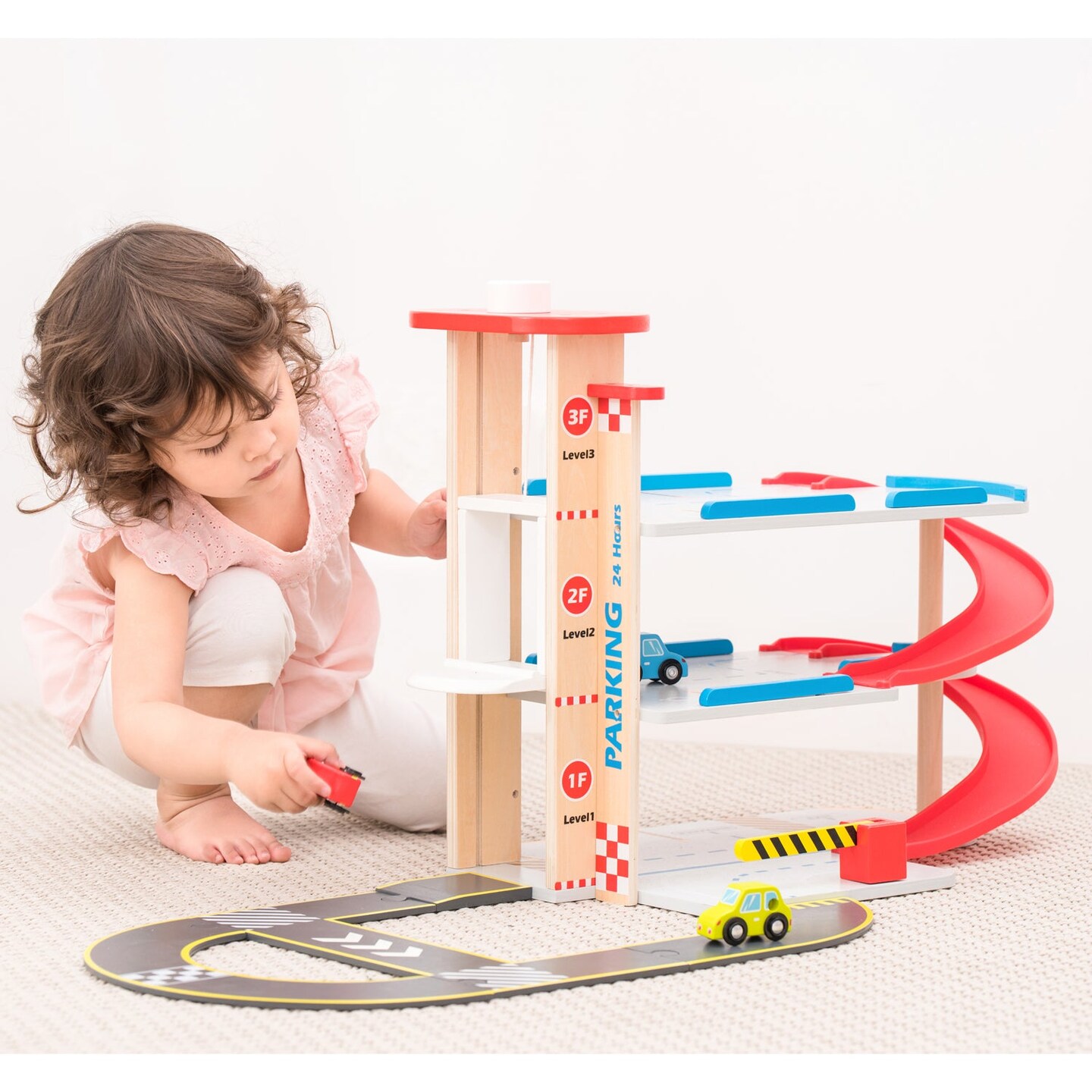 New Classic Toys Parking Garage with Track and 3 Cars