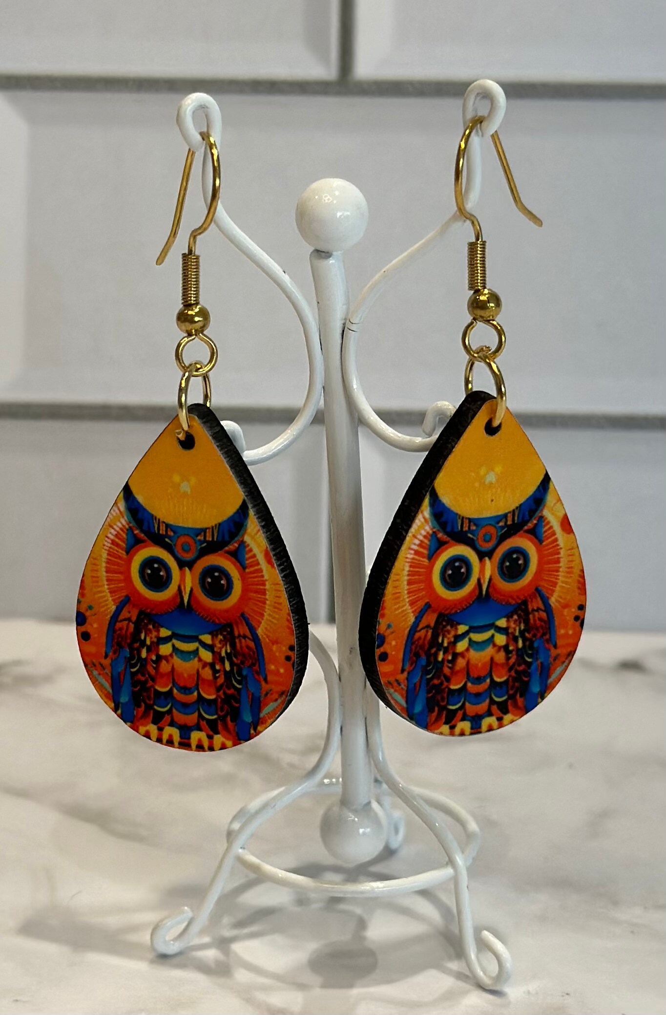 Owl Lover Sublimated Tear Drop Shape Earrings MakerPlace by Michaels