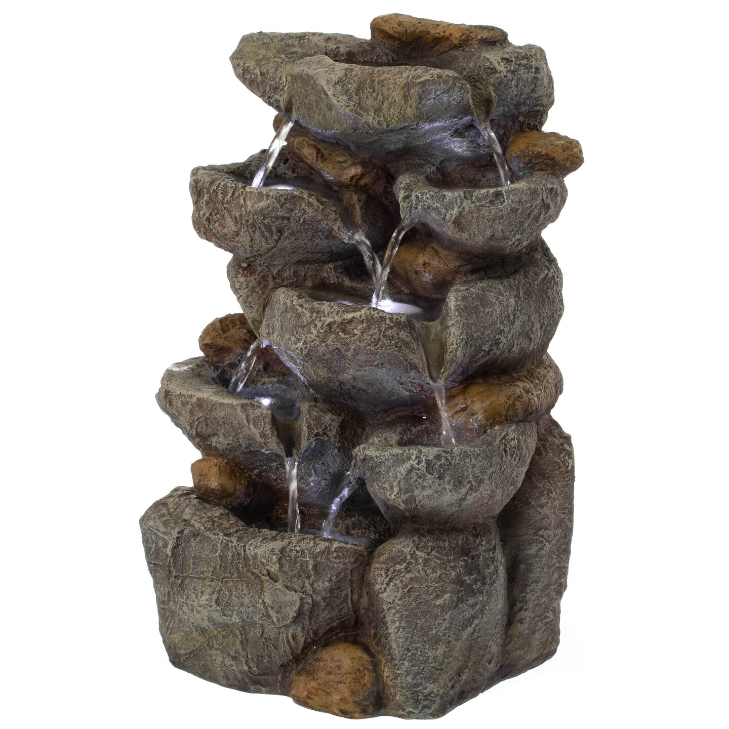 Cascading Electric Powered 8-Tier Rock Water Fountain 18.5&#x22; for Indoor and Outdoor Use