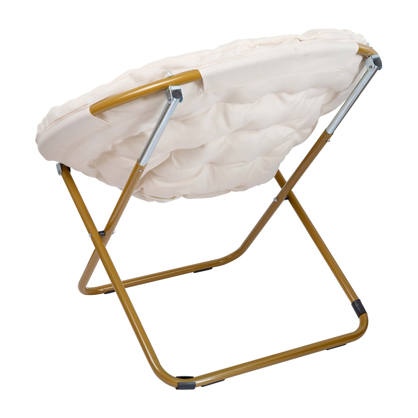 Emma and Oliver Ersa Oversize Folding Saucer Chair with Cozy Faux Fur Cushion and Metal Frame for Dorms, Bedrooms, Apartments and More