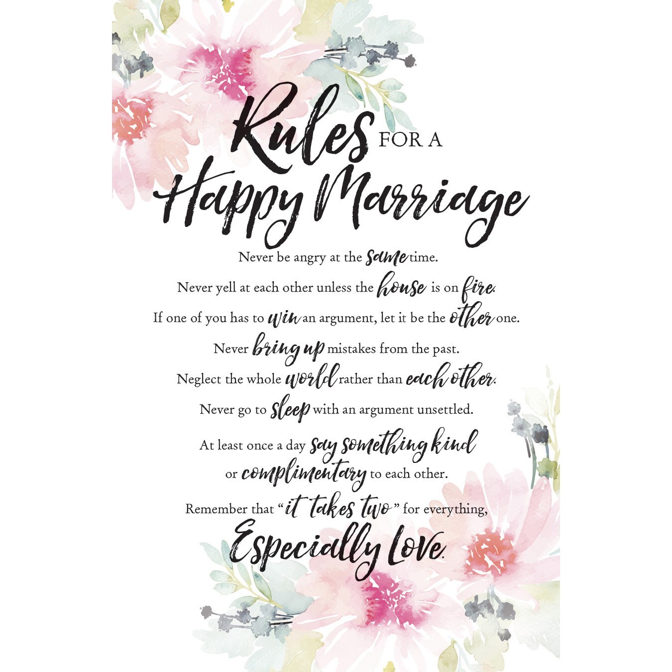 Dexsa Rules For Happy Marriage Woodland Grace Series 6" x 9" Wood Plaque with Easel