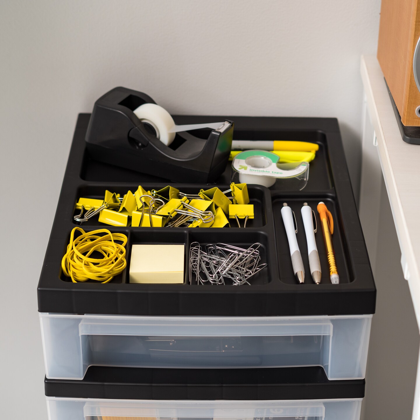IRIS USA 4 Drawer Rolling Storage Cart with Organizer Top, Black/White/Gray