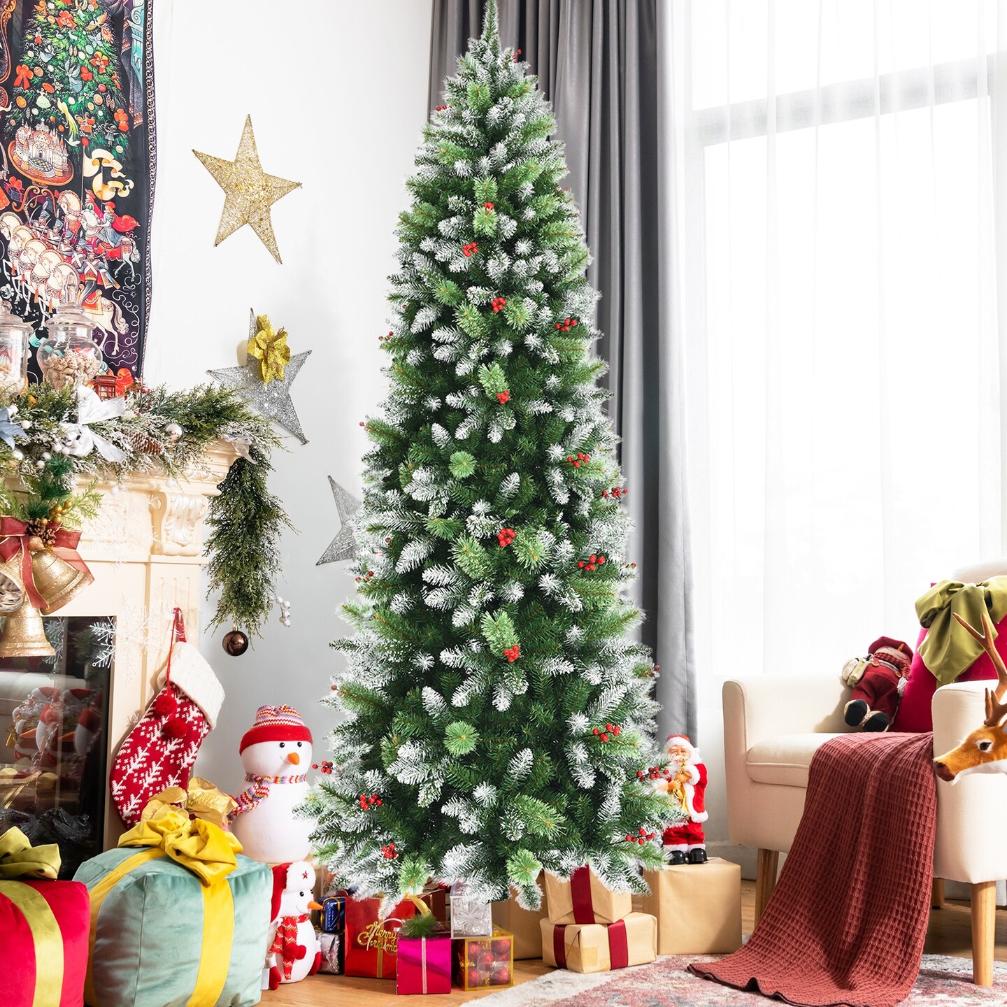 Snow Sprayed Christmas Tree for Holiday Festival Decoration