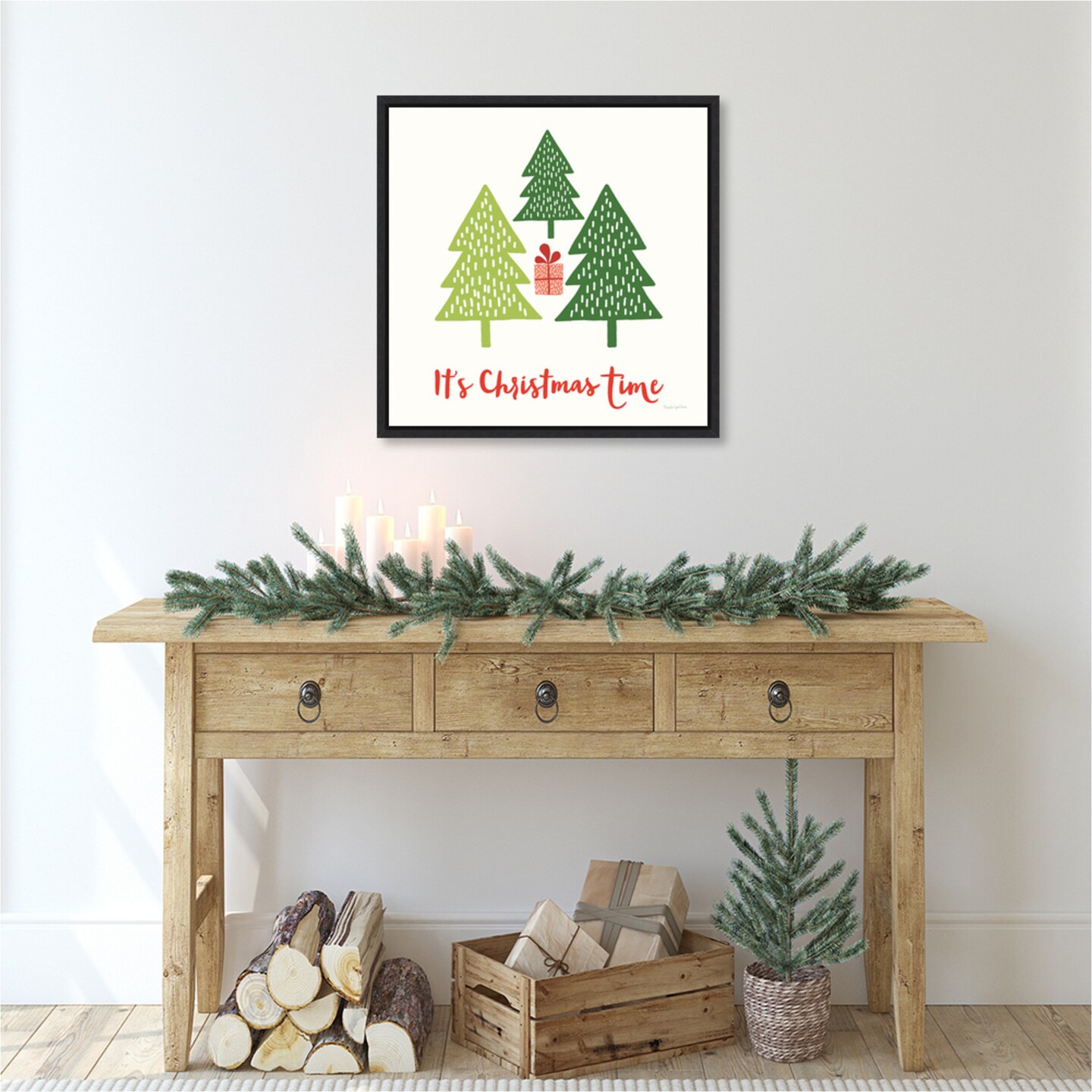 Merry Everything IV Script by Mercedes Lopez Charro Canvas Art Framed