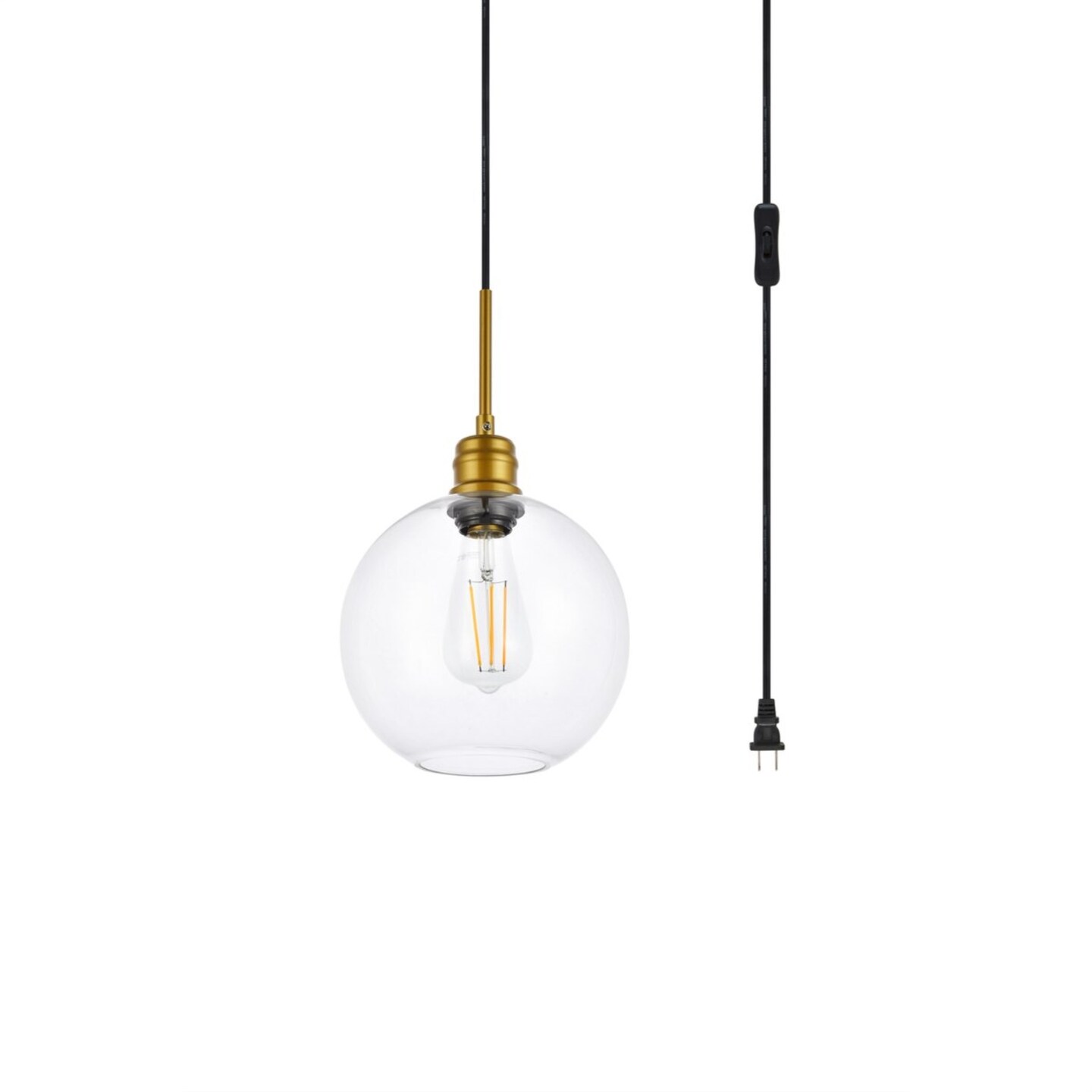 Emett 1 light Brass and Clear glass plug in pendant