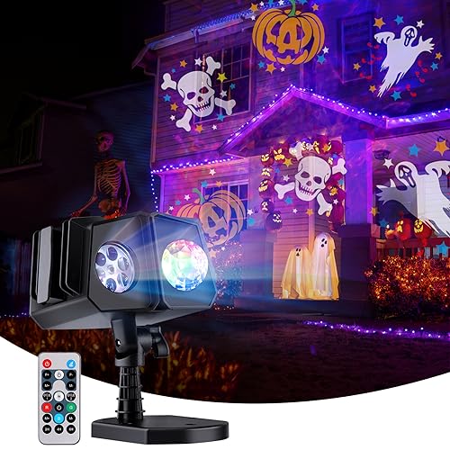 Halloween Christmas Projector Lights Outdoor 26 HD Effects (3D Ocean Wave + Patterns) Waterproof with Timer Landscape Lights for Indoor Holiday Christmas Night Disco Party, RGB + Multicolor