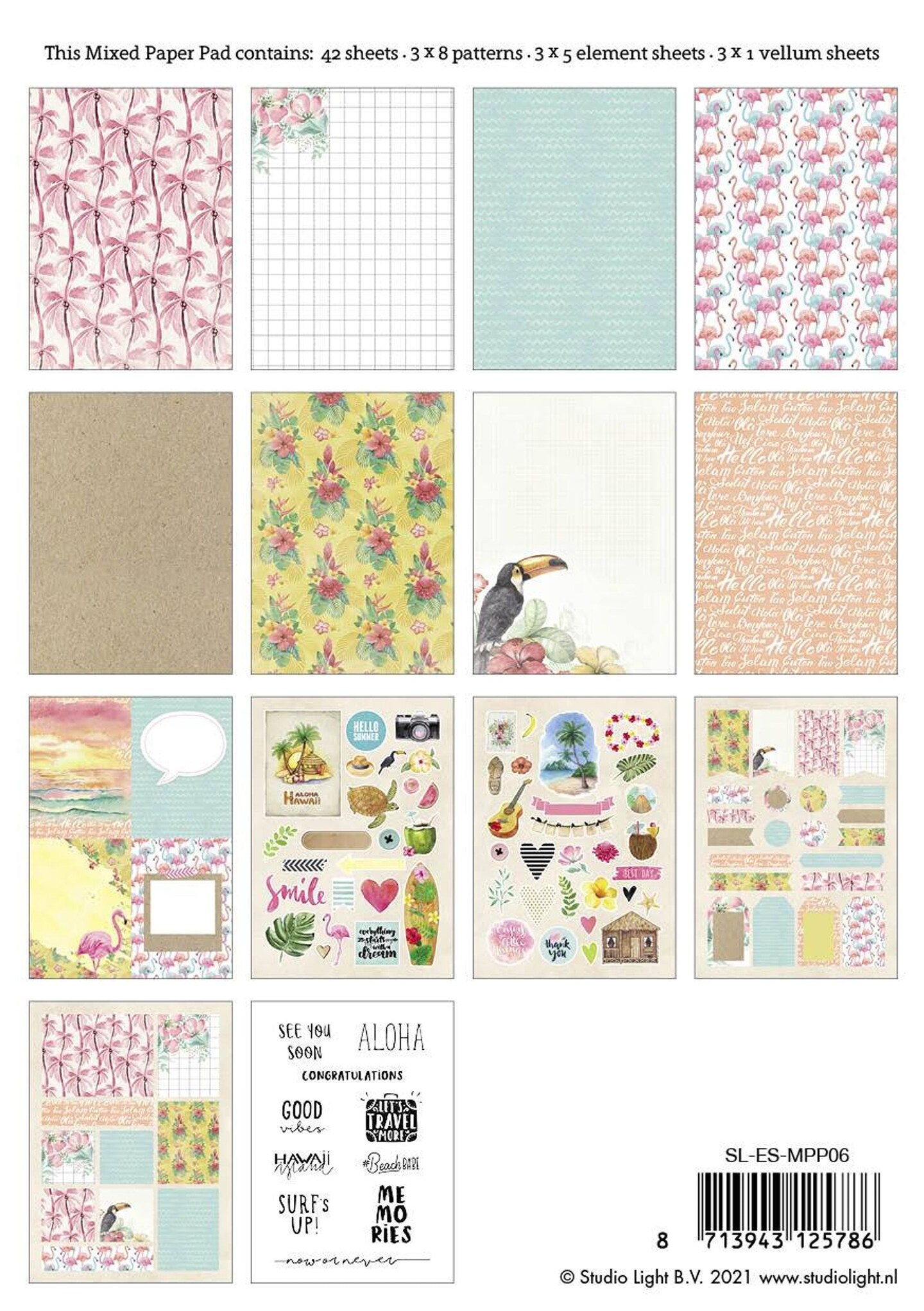 Studio Light SL Mixed Paper Pad Pattern Paper Essentials 148x210mm 42 ...