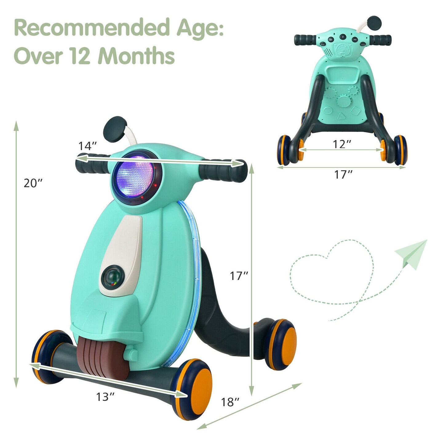 2 in 1 Baby Sit to Stand Learning Walker with Lights and Sounds