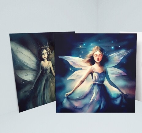 Matched Set Of 4 Fairy Cards, Birthday Greeting Cards, Invitation Cards 