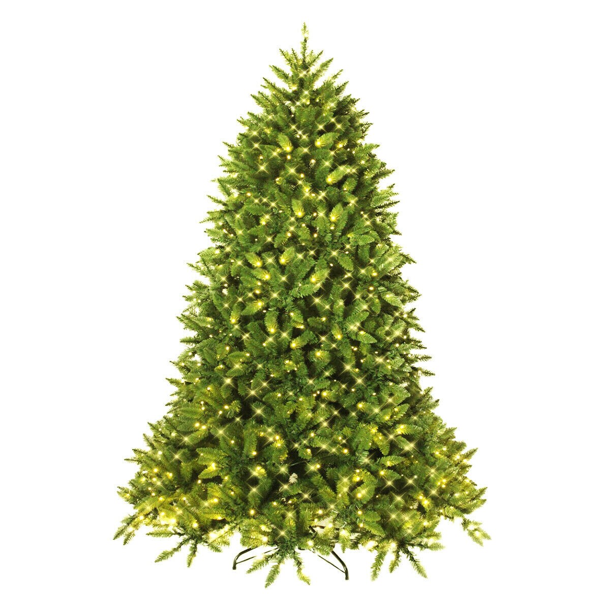 7.5 Feet Pre-lit PVC National Christmas Fir Tree with LED Light and Metal Stand