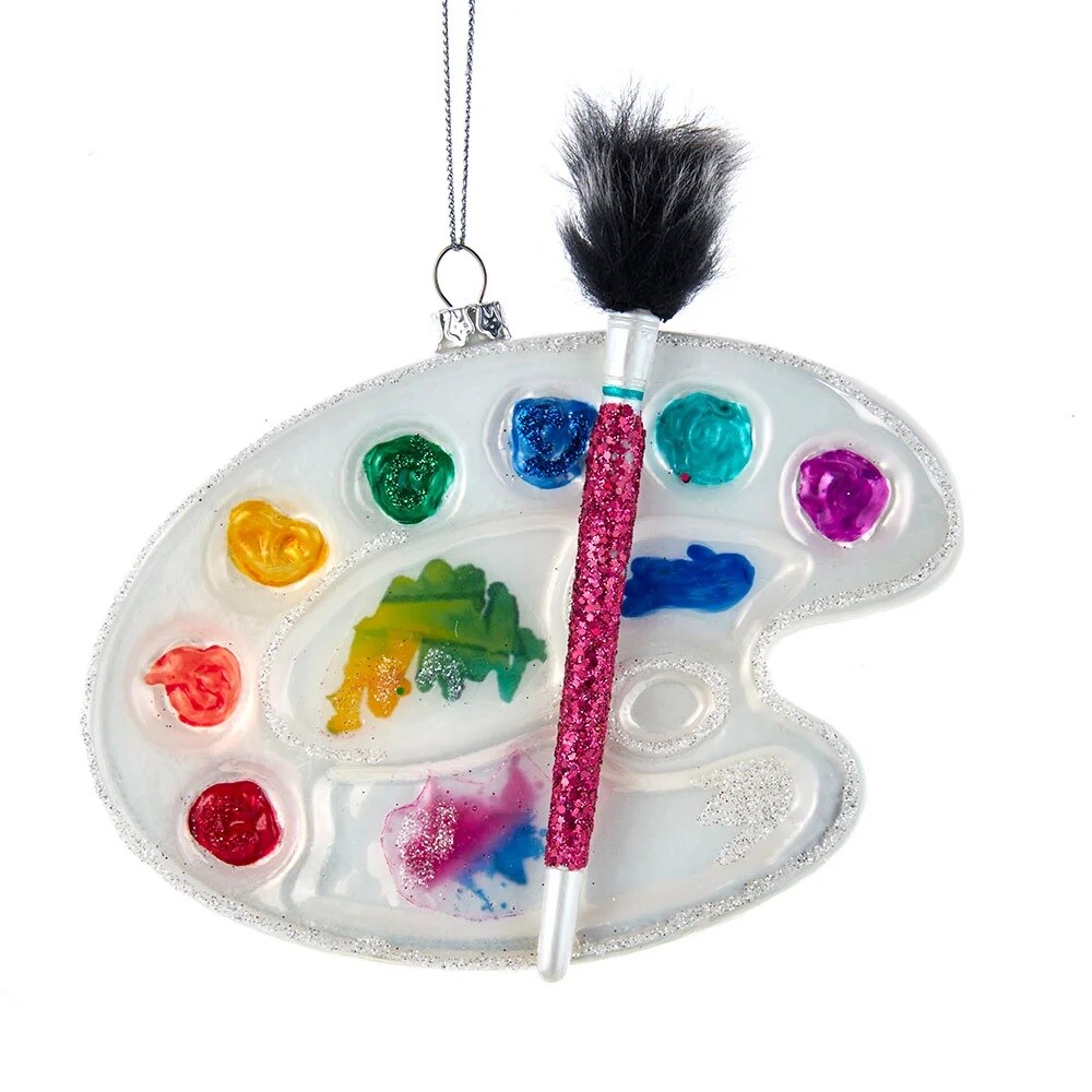 KSA Pack of 6 Water Color Palette and Paint Brush Christmas Ornaments 21.75&#x22;
