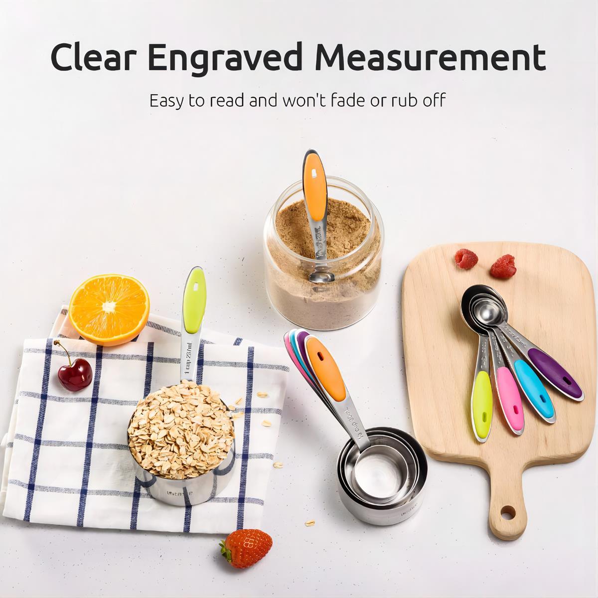 16 Pcs Stainless Steel Measuring Cups and Spoons Set for Cooking & Baking