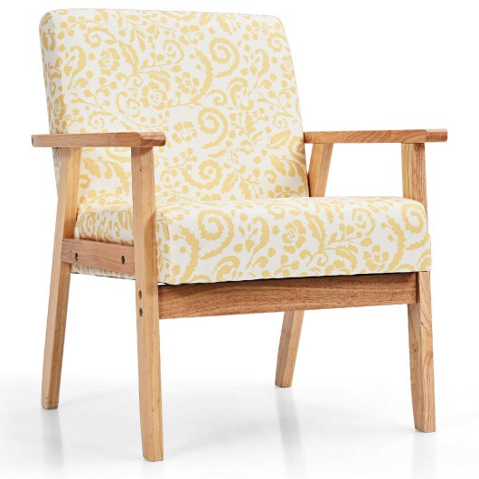 Modern Accent Armchair Fabric Lounge Chair with Rubber Wood Leg Ideal for Living Room or Any Other Space