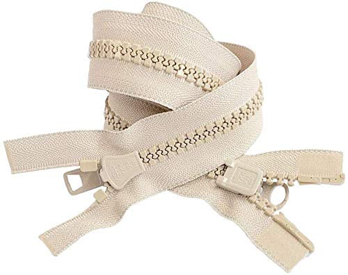 #10 Vislon Molded Separating Two-Way YKK Heavy Duty Jacket Zipper - Choose Your Length & Color - 1 Zipper Per Pack - Made in The United States (Lite Beige - 572, 30" Inches)