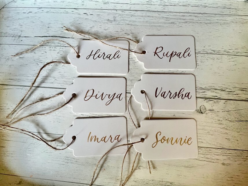 Customized Calligraphy 2-inch Gift Tags with Personalized Handlettered Names  - Bridesmaid Gifts, Gift Wrapping, Christmas present decor