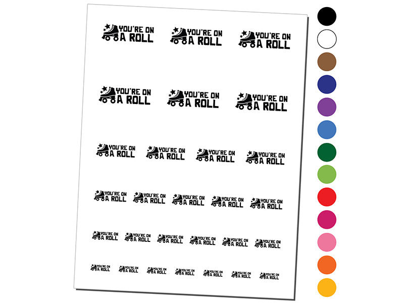 You&#x27;re on a Roll Roller Skate Teacher Student School Temporary Tattoo Water Resistant Fake Body Art Set Collection