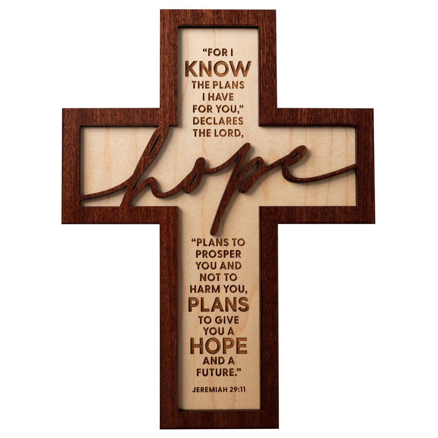 Dexsa For I Know The Plans Inspirational Laser-Cut Wood Cross Plaque 7.5 inches x 10 inches