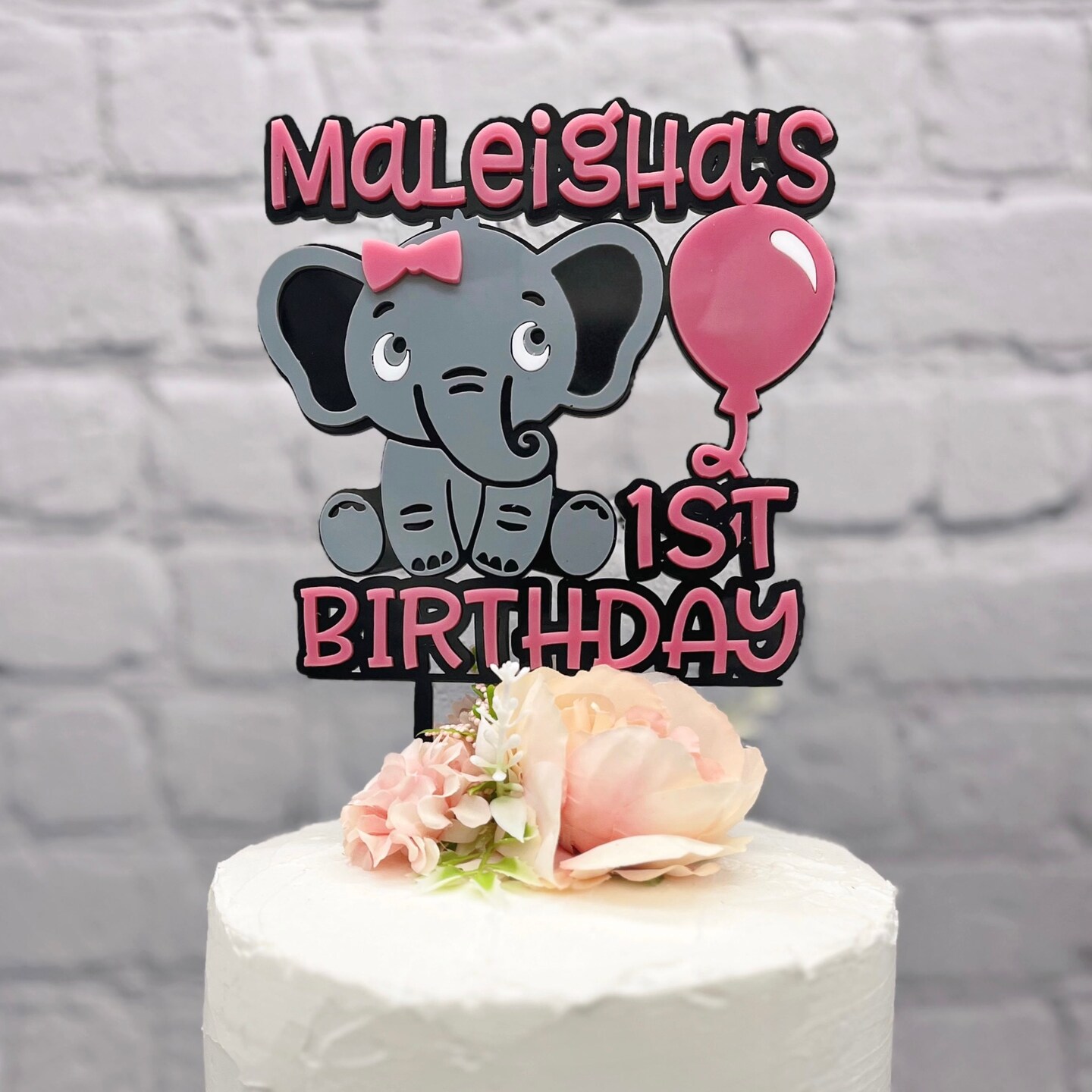 Amazon.com: Elephant Cake Decoration Mini Elephant Cake Topper Pink BABY  Letter Cake Toppers Gold Pink White Pearl Ball for Baby Shower Girl Elephant  Theme Birthday Party Supplies (PINK) : Grocery & Gourmet
