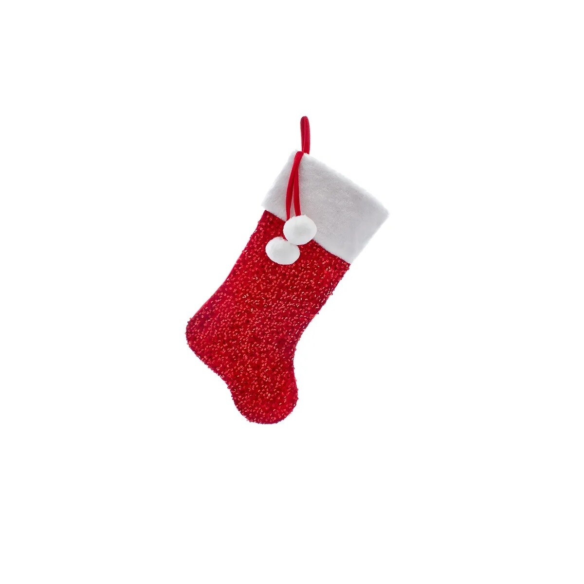 KSA Pack of 6 Sequined Christmas Stockings with Pom Poms 20.5" Michaels