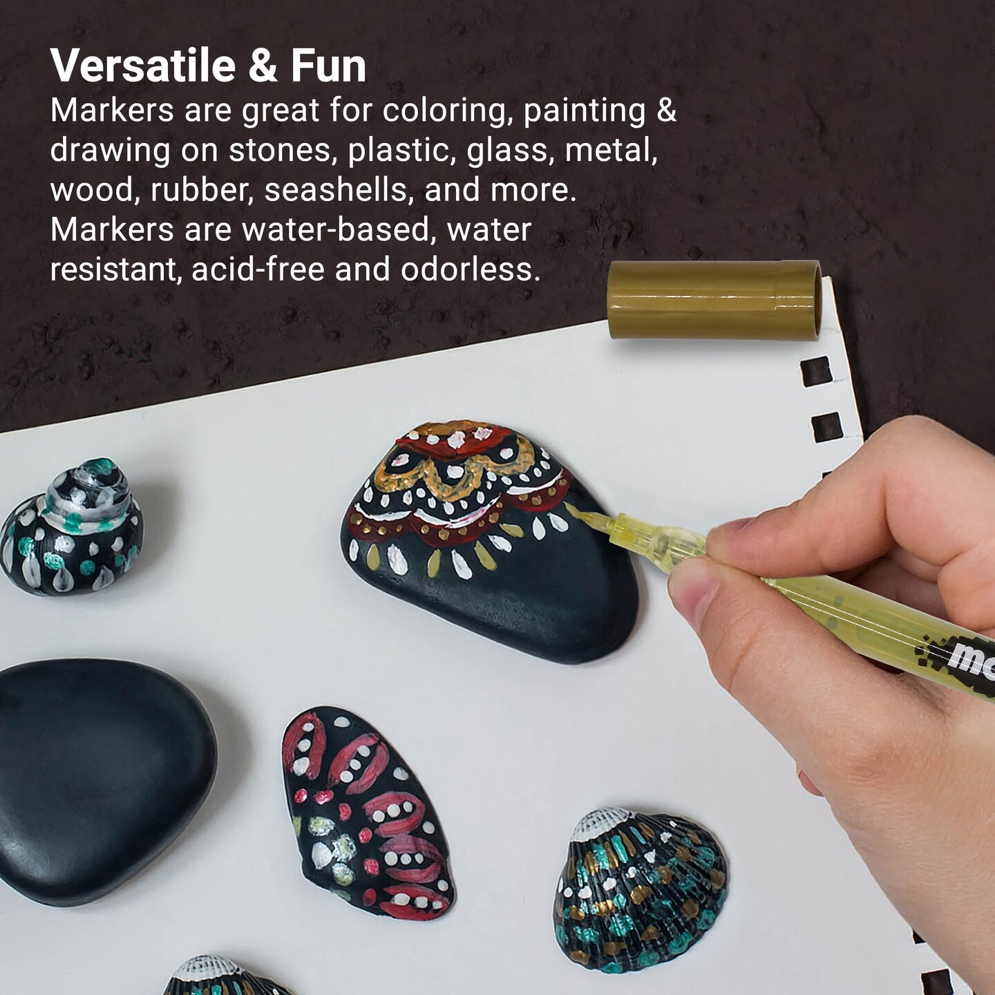 15 Colors Acrylic Paint Pens for Rock Painting including Gold and Silver Metallic Acrylic Paint Markers 0.7 mm Fine Point Pen for Glass, Wood Crafts, Metal