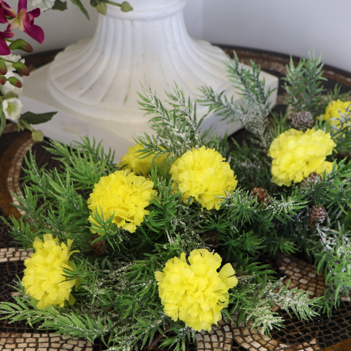 100-Pack: Yellow Carnation Picks, 5&#x22; Stems, 3.5&#x22; Wide by Floral Home&#xAE;