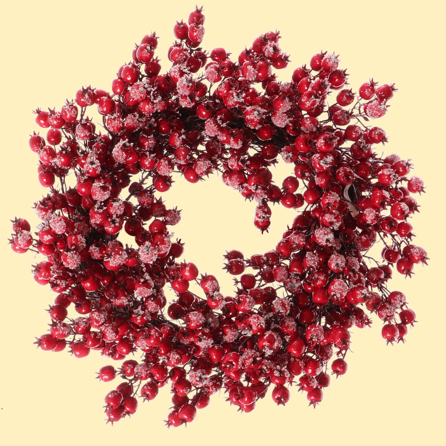 12-Pack: 20" Iced Red Hawthorn Berry Wreath, Floral Home by Artificial Flowers