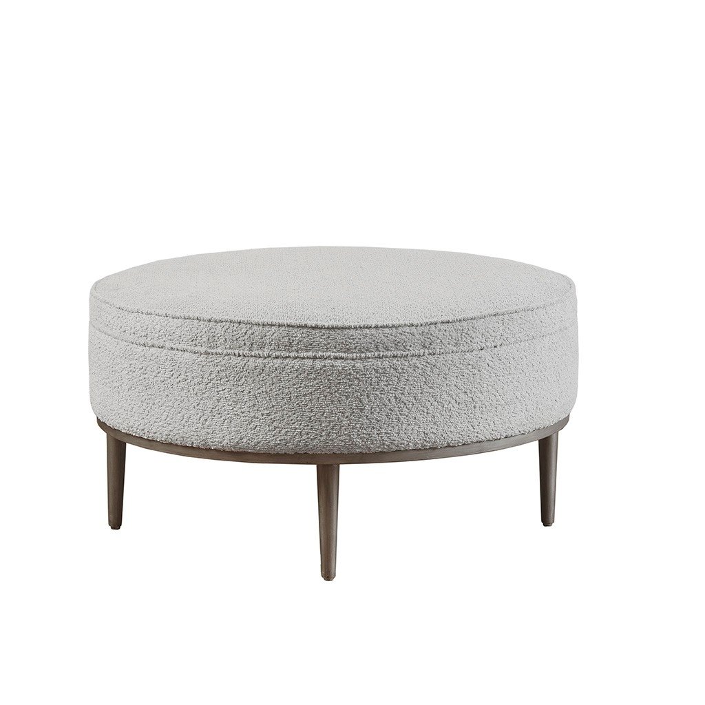 Gracie Mills   Ortiz 34&#x22; Dia Upholstered Round Ottoman with Metal Base - GRACE-15237